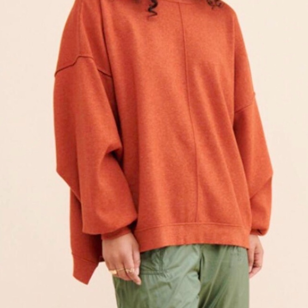 Free People Uptown Pullover Sweater Oversized Sz XS Rust | Orange
